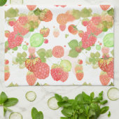 ラズベリーシームレスパターン キッチンタオル (折り畳み)