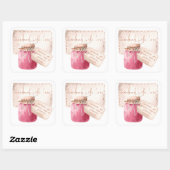 ラズベリージャムラベル 手作りの愛 ネーム スクエアシール (シート)