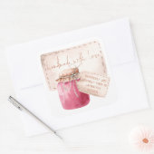 ラズベリージャムラベル 手作りの愛 ネーム スクエアシール (封筒)