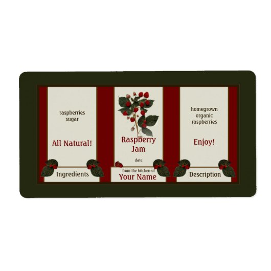 ラズベリージャム缶詰ラベル3 ラベル (正面)