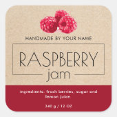 ラズベリージャム製品ラベルシール包装 スクエアシール (正面)