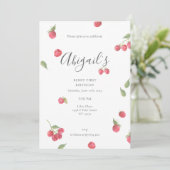 ラズベリースウィートベリーファースト誕生日パーティー 招待状 (スタンド正面)