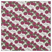 ラズベリースケッチ赤い緑の名前模様生地 ファブリック (見本)