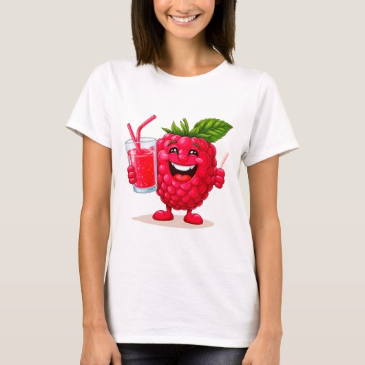 ラズベリースムージーのカートゥーンキャラクター Tシャツ (正面)