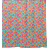 ラズベリータングリーンオンブライトターコイズブルー シャワーカーテン (正面)