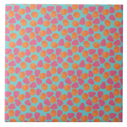 ラズベリータングリーンオンブライトターコイズブルー タイル (正面)