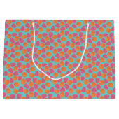 ラズベリータングリーンオンブライトターコイズブルー ラージペーパーバッグ (正面)