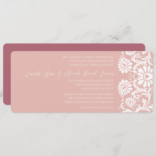 ラズベリーダマスクスワーズ結婚式招待状 招待状 (正面/裏面)