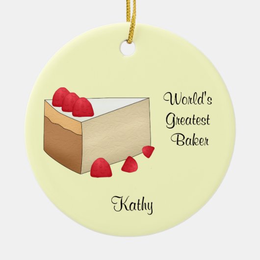 ラズベリーチーズケーキのクリスマス装飾品 セラミックオーナメント (正面)