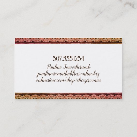 ラズベリーチーズケ結婚ークベーカリーイベントベーキング 名刺 (裏面)