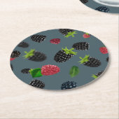 ラズベリーパターン2 ラウンドペーパーコースター (アングル)