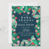 ラズベリーパッチかわいいカスタムQRコードベビーシャワー 招待状 (正面)