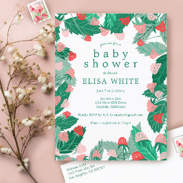 ラズベリーパッチ可愛いカラフルカスタムベビーシャワー インビテーションポストカード