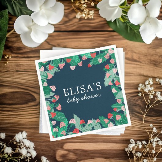 ラズベリーパッチ可愛いカラフルカスタムベビーシャワー スタンダードカクテルナプキン