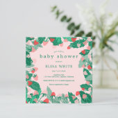 ラズベリーパッチ可愛いカラフルカスタムベビーシャワー 招待状 (スタンド正面)