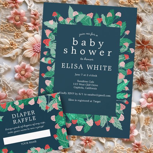 ラズベリーパッチ キュート カラフル オーダーメイド ベイビーシャワー 招待状