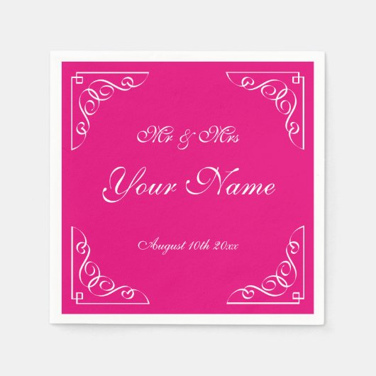 ラズベリーピエレガントッ縁どククの結婚式のナプキン スタンダードカクテルナプキン (正面)