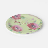 ラズベリーピンクとブルゴーニュの水色 ペーパープレート (アングル)