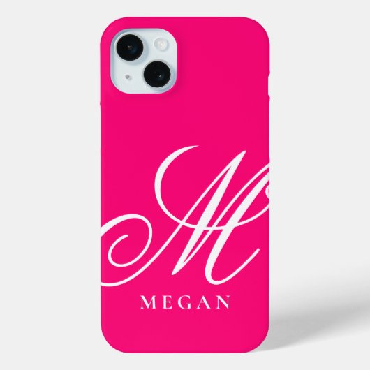 ラズベリーピンクのモノグラム Case-Mate iPhone 15 カーケース iPhoneケース (裏面)