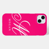 ラズベリーピンクのモノグラム Case-Mate iPhone 15 カーケース iPhoneケース (裏面 (横))