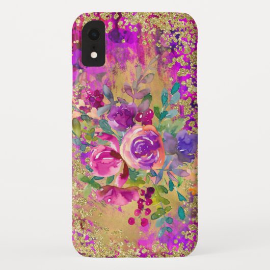 ラズベリーピンクの水彩フラワーブーケ Case-Mate iPhoneケース (裏面)