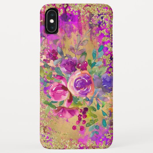 ラズベリーピンクの水彩フラワーブーケ Case-Mate iPhoneケース (裏面)