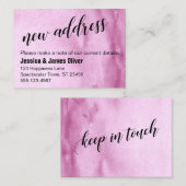 ラズベリーピンクグラデーションの水彩新しいアドレスカード 名刺 (正面/裏面)