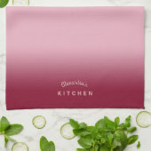 ラズベリーピンクグラデーション色 キッチンタオル (折り畳み)