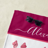 ラズベリーピンクシーシェルトロピカルピ名門私立校風のンク ビーチタオル (インサイチュ)