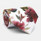 ラズベリーピンクブルガンディーピーニー庭園の結婚式 ネクタイ (ロール)