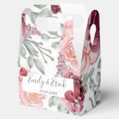 ラズベリーピンク水彩結婚式の引き出物箱 フェイバーボックス (オープン)