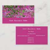 ラズベリーピンク、緑、黒の名刺 名刺 (正面/裏面)