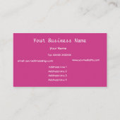 ラズベリーピンク、緑、黒の名刺 名刺 (裏面)