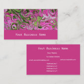 ラズベリーピンク、緑、黒の名刺 名刺 (正面/裏面)