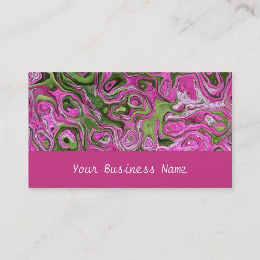 ラズベリーピンク、緑、黒の名刺 名刺 (正面)