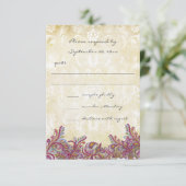 ラズベリーピンクBohoフローラ結婚の応答RSVP 出欠カード (スタンド正面)