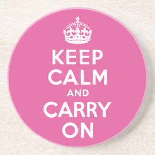 ラズベリーピンクKeep Calm and Carry On コースター