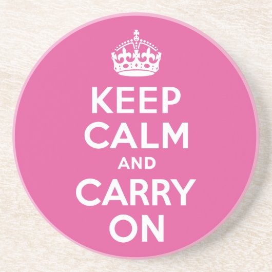 ラズベリーピンクKeep Calm and Carry On コースター (正面)