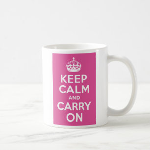 ラズベリーピンクKeep Calm and Carry On コーヒーマグカップ