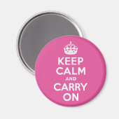 ラズベリーピンクKeep Calm and Carry On マグネット (正面/裏面)