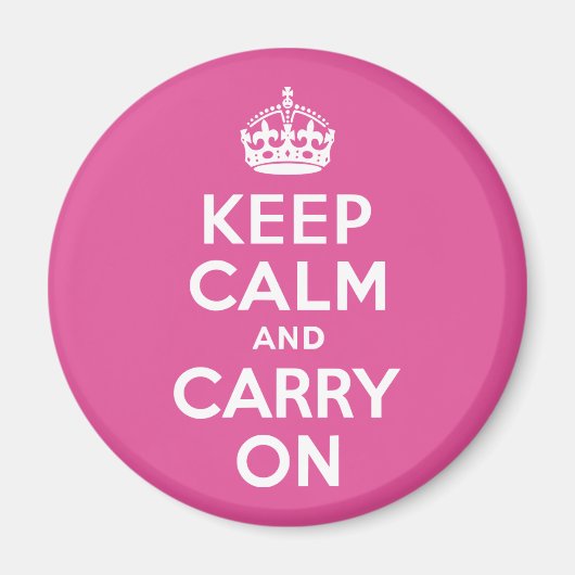 ラズベリーピンクKeep Calm and Carry On マグネット (正面)