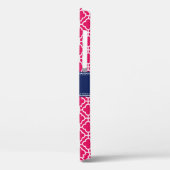 ラズベリーピンクWhtモロッコパターン海軍モノグラム Case-Mate iPhoneケース (裏面 / 左)