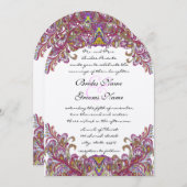 ラズベリーピーコック結婚式招待状 招待状 (正面/裏面)