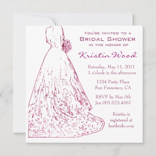 ラズベリーブライダルシャワーの招待 招待状 (正面)