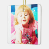 ラズベリーブライトピンクドットフォトオーナメント セラミックオーナメント (左)