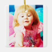 ラズベリーブライトピンクドットフォトオーナメント セラミックオーナメント (正面)