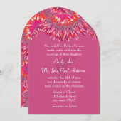 ラズベリープラムコーラルピンク結婚フローラ 招待状 (正面/裏面)