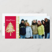 ラズベリープレイドツリー&スノーフレークメリークリスマス シーズンカード (正面/裏面)