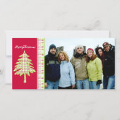 ラズベリープレイドツリー&スノーフレークメリークリスマス シーズンカード (正面)