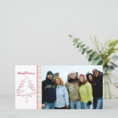 ラズベリープレイドツリー&スノーフレークメリークリスマス シーズンカード (スタンド正面)